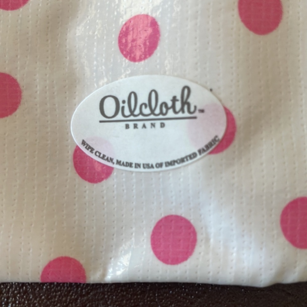 NWT Oilcloth zippered pouch pink & white